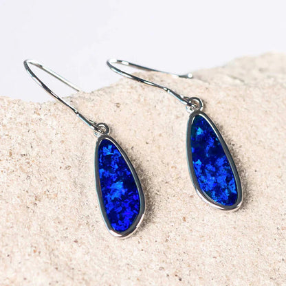 アーデン – スターリングシルバー ミッドナイトブルー ダブレットオパール ドロップイヤリング 0